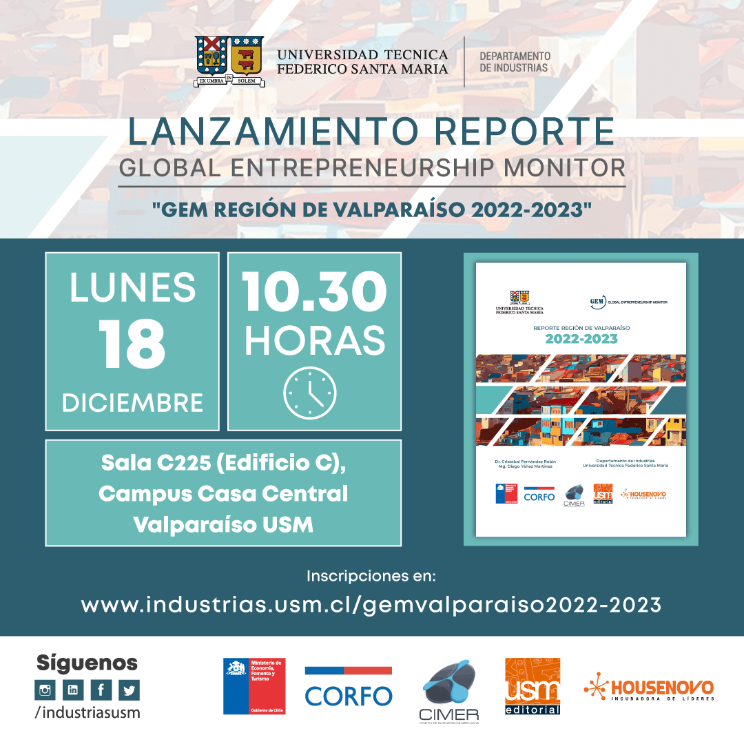 Lanzamiento Reporte Global Entrepreneurship Monitor GEM Región de Valparaíso 20222023